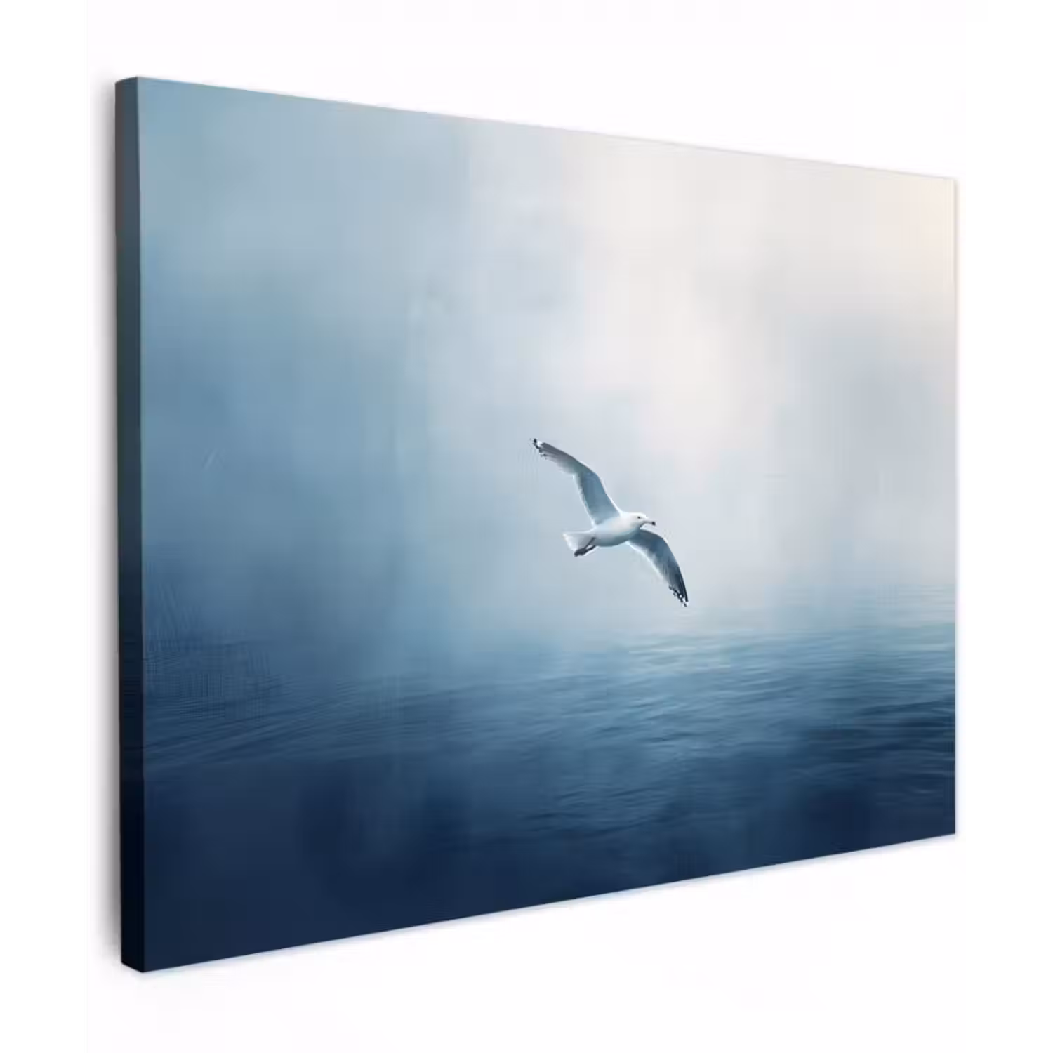 Leinwandbild - Möwe - Weiß - Meer - Neblig