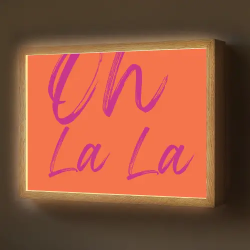 Oh la la - Oranje - Roze - Grafisch Light Box met batterij (Wandlamp) middel -z3d_website