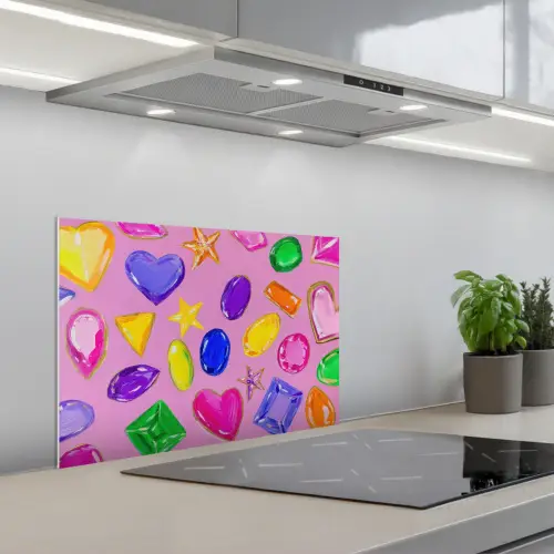 Edelstenen - Vormen - Hartje - Kleurrijk keuken achterwand spatscherm klein -3d_schuin