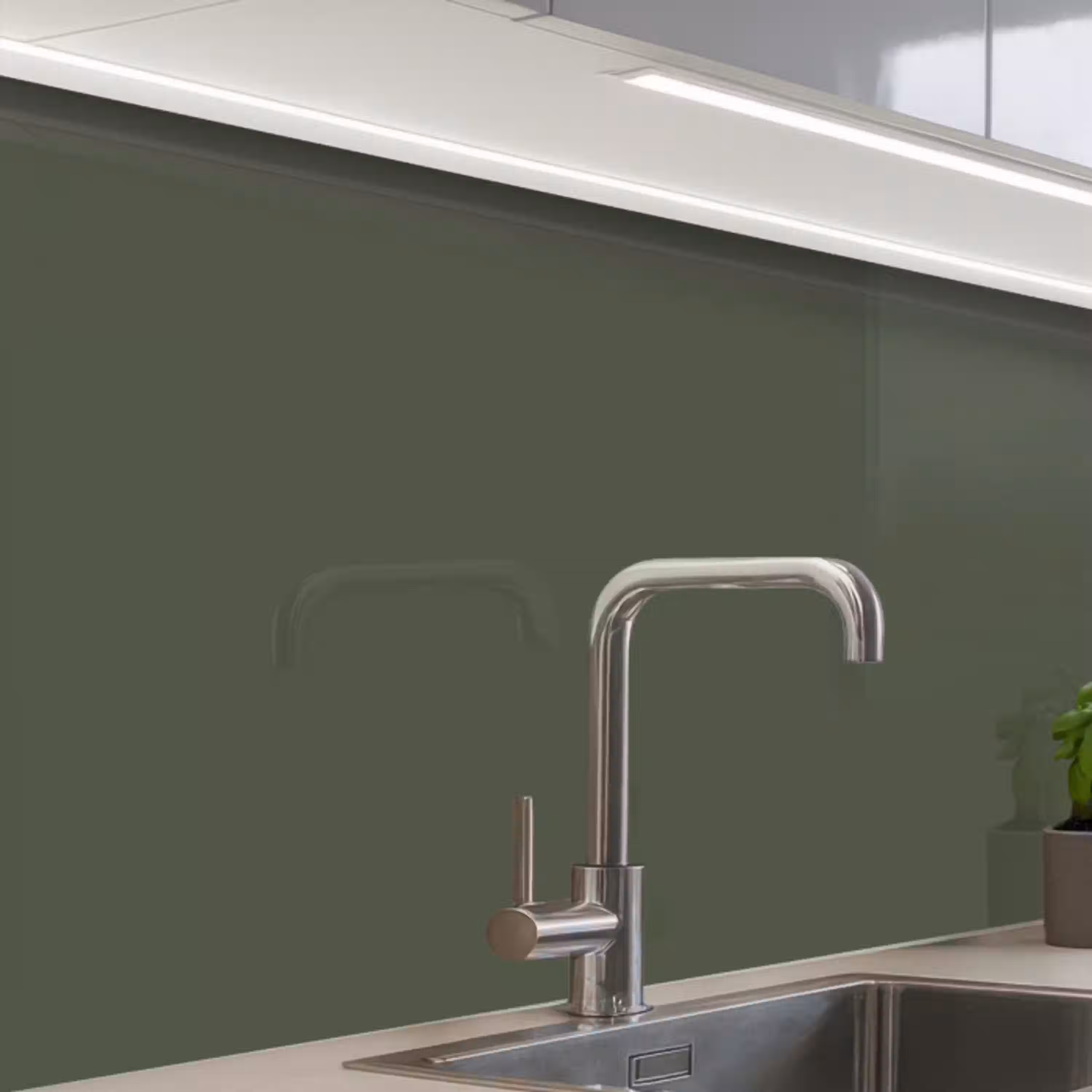 Groen - Effen kleur - Olijfgroen keuken achterwand 2 middel 865 -zzzz3d_schuin