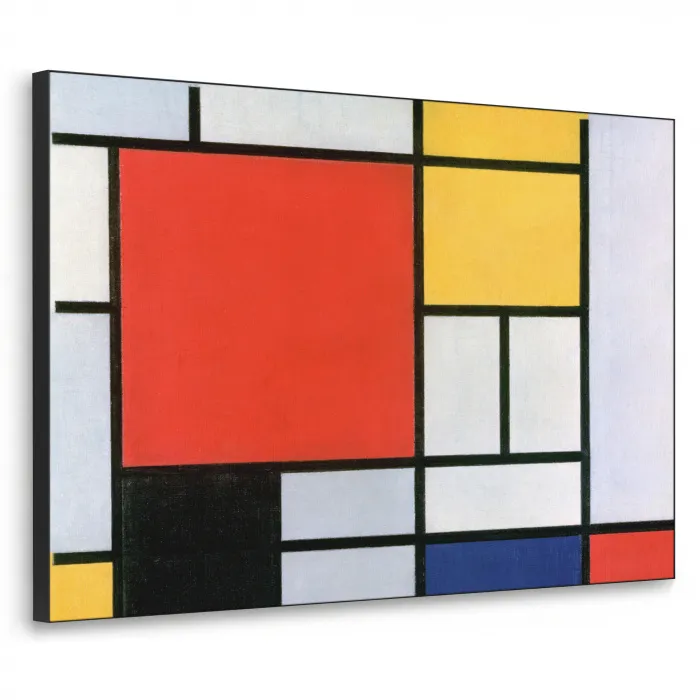 Kunst - Mondriaan - Oude meesters - Compositie 2 Textielframe zwart klein -3d