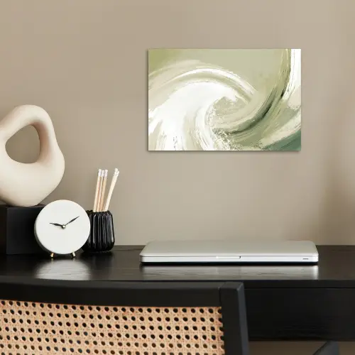 Abstract - Penseelstreken - Golven - Groen poster papier klein -sfeer1