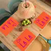 Oh la la - Oranje - Roze - Scheeflettertype Placemat vinyl groot -zzsfeer5_Kitchenyeah-website