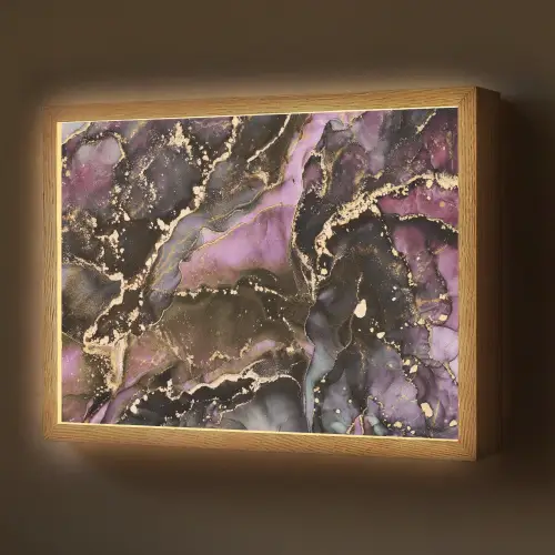 Marmer - Gold - Steen - Abstract Light Box met batterij (Wandlamp) middel -z3d_website