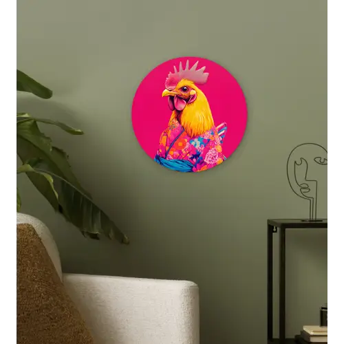 Haan - Kleurrijk - Kimono - Roze Wandcirkel plexiglas klein -sfeer3