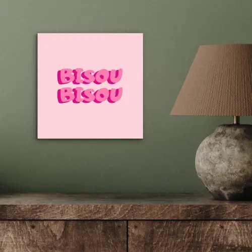 Bisou - Roze - Dikke letters aluminium wit klein -sfeer2