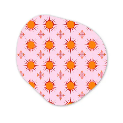 Zon - Patroon - Roze Wandcirkel Organisch Aluminium middel 851 -3d