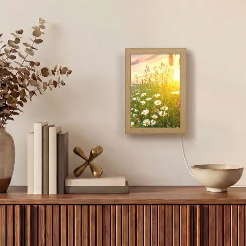 Bloemen - Madelief - Natuur - Zon - Horizon Light Box met kabel (Tafellamp) klein -sfeer2