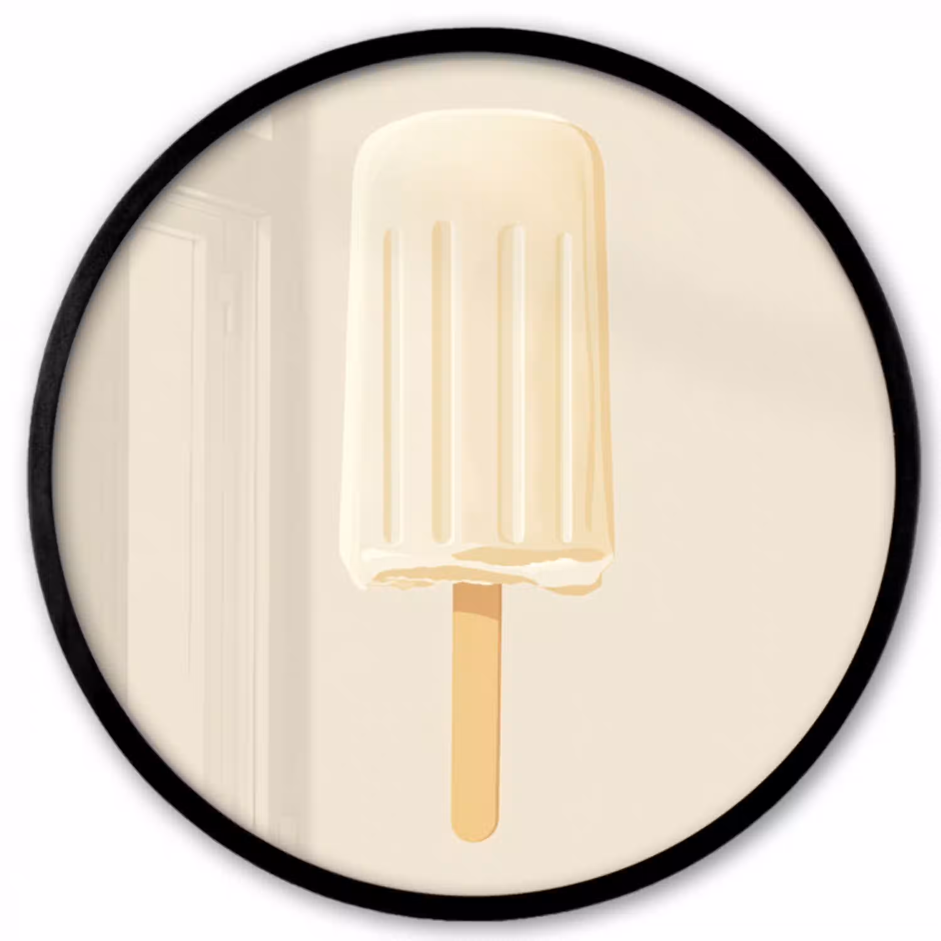 Minimalistisch - Waterijsje - Stokje - Beige Fotolijst rond zonder passe partout klein -3d