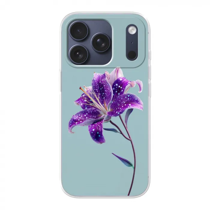 Lelie - Bloem - Paars - Stippen Telefoonhoesje iPhone 17 Pro klein -3d