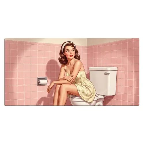 Roze - Retro - Vrouw Muismat XXL klein -3d_leeg