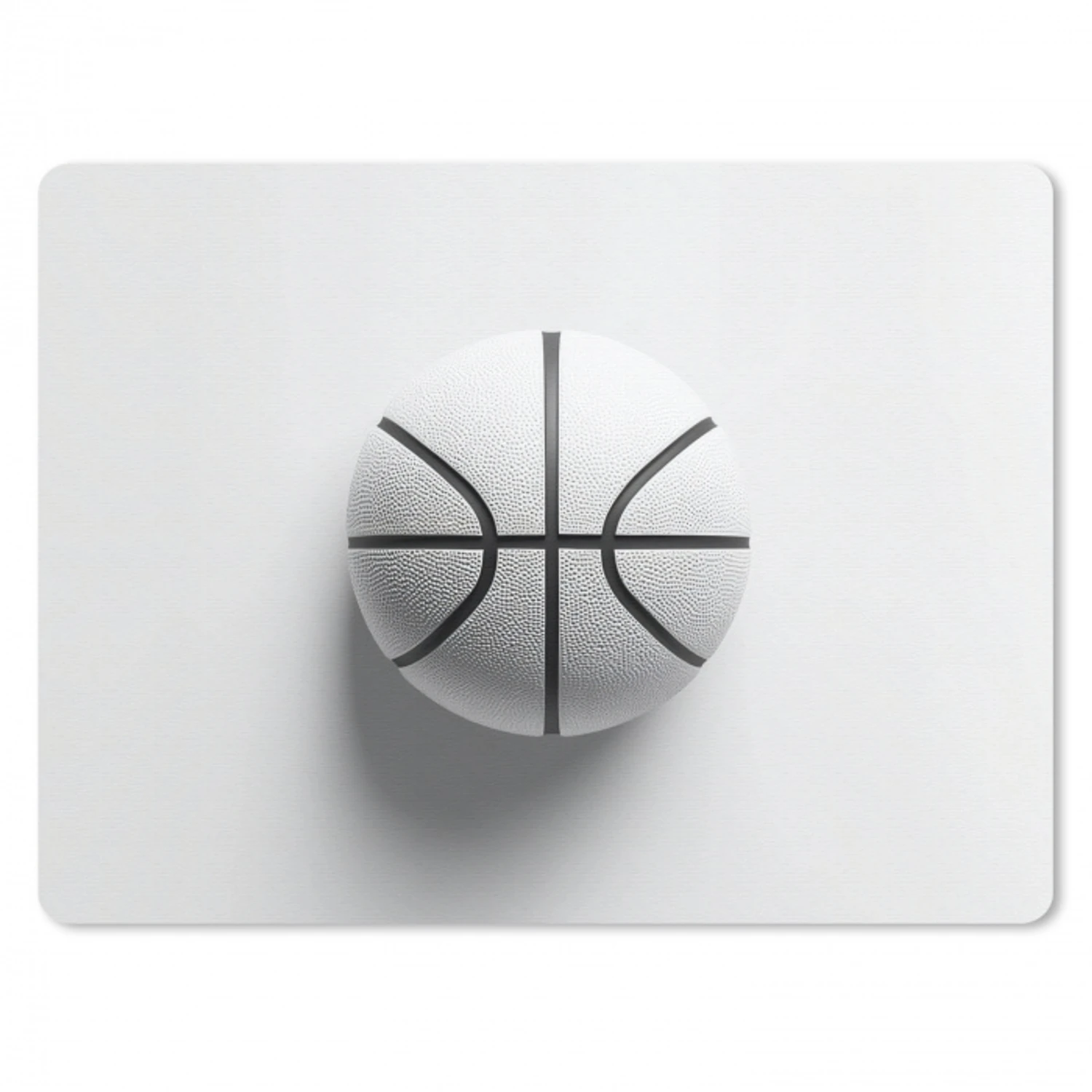 Basketbal - Wit - Schaduw - Lijnen muismat rubber klein -3d