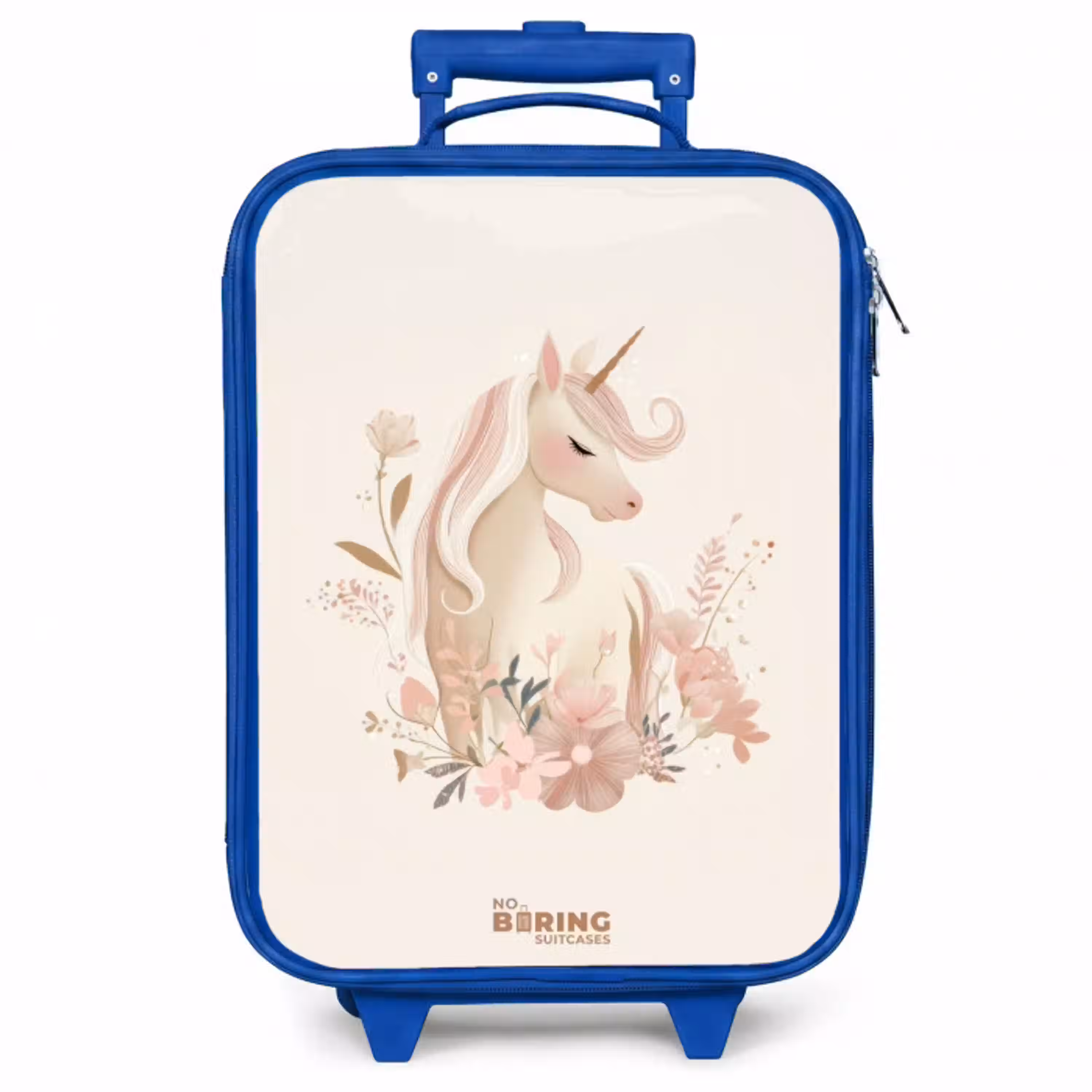 Eenhoorn tussen bloemen in roze pastel kleuren Kinderkoffer - Blauw klein -zzz_website3d