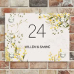 Gele bloemen - Klassiek Naambord Rechthoek middel -sfeer3