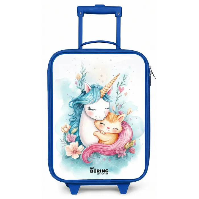Eenhoorn met blauwe manen en oranje kitten Kinderkoffer - Blauw klein -zz3dotto