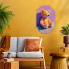 Teddybeer - Schaduw - Penseelstreken - Paars Wandcirkel Ovaal Forex klein -sfeer4