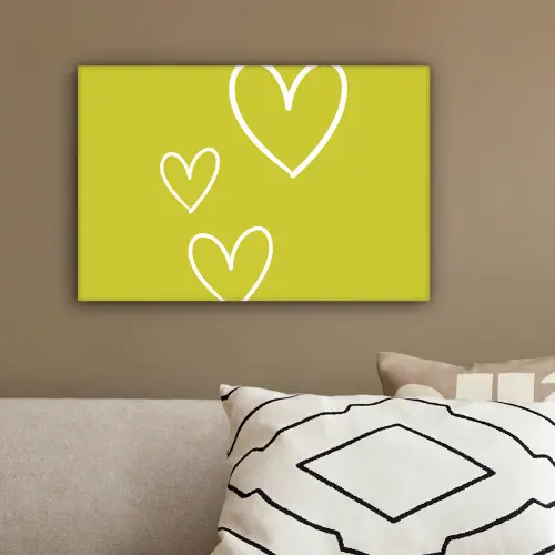 Groen - Hartjes - Wit canvas 2cm klein -sfeer3