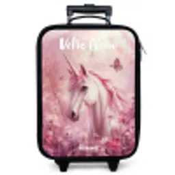 Eenhoorn - Roze - Vlinder - Bloemen Kinderkoffer - Zwart klein -zzz_website3d