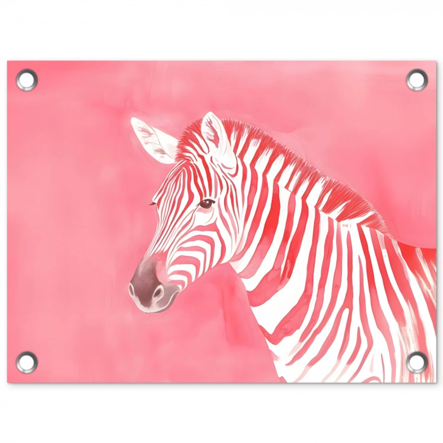 Zebra - Pink - Verf tuinposter los doek klein -3d