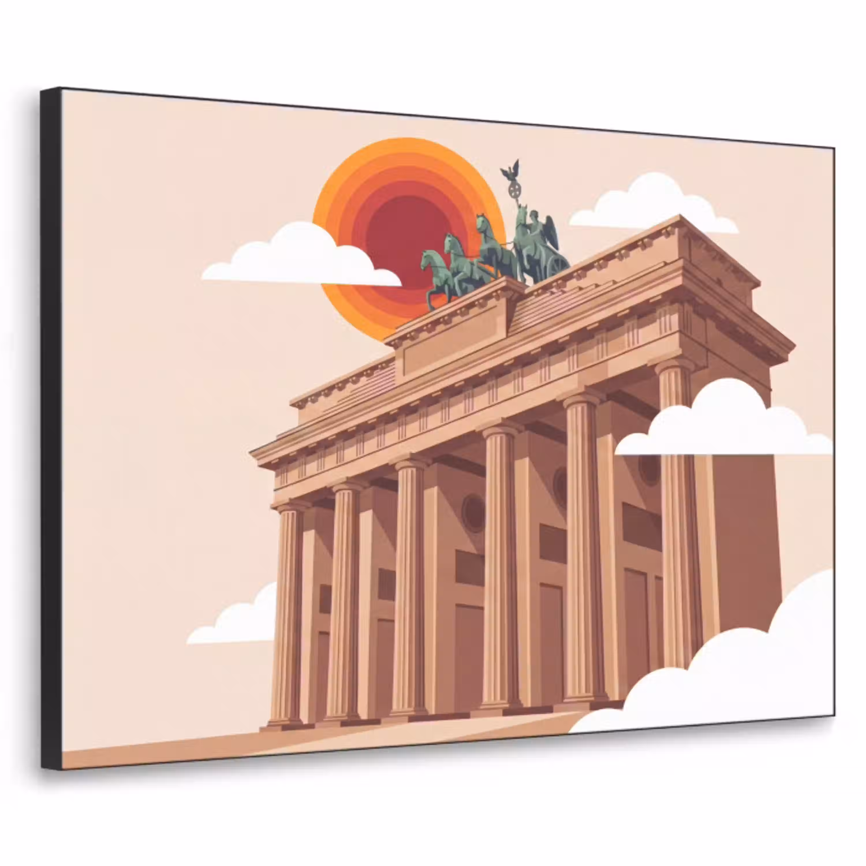 Architectuur - Brandenburg - Berlijn - Zonsondergang - Historisch Textielframe zwart klein -3d