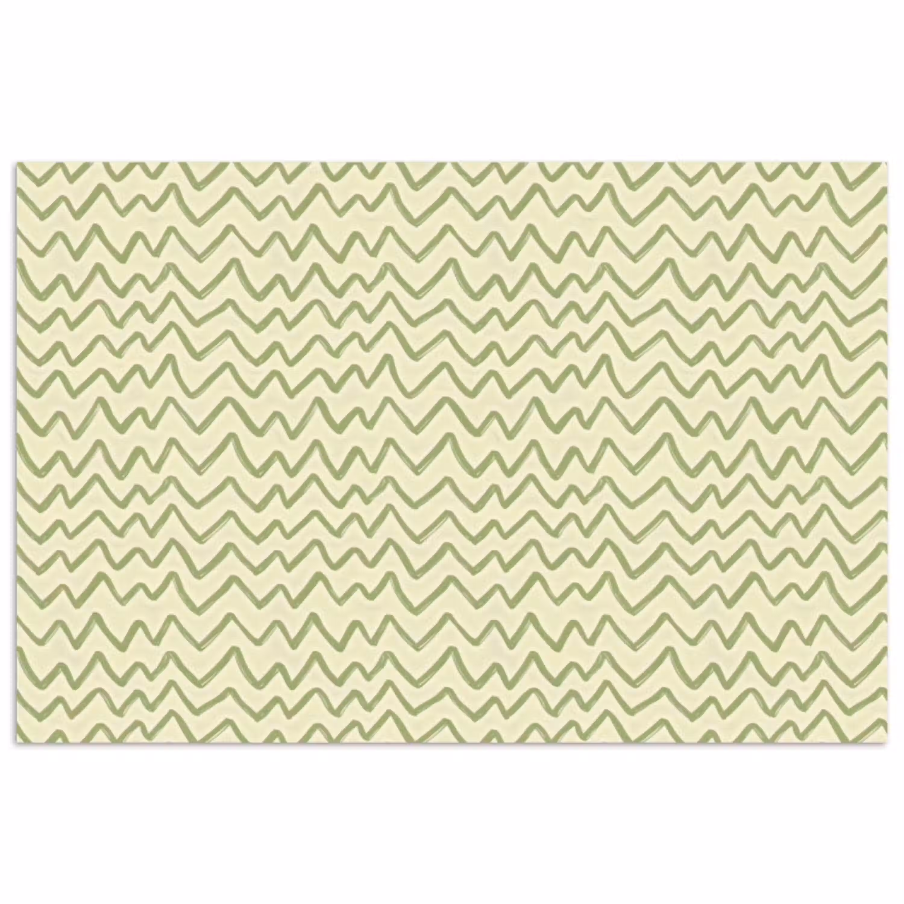 Saliegroen - Zigzag - Handgetekend - Patroon poster papier klein 62 -3d