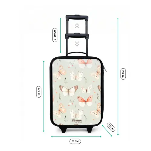 Vlinder patroon in zachte oranje en rode tinten Kinderkoffer - Zwart klein -productfoto_formaten