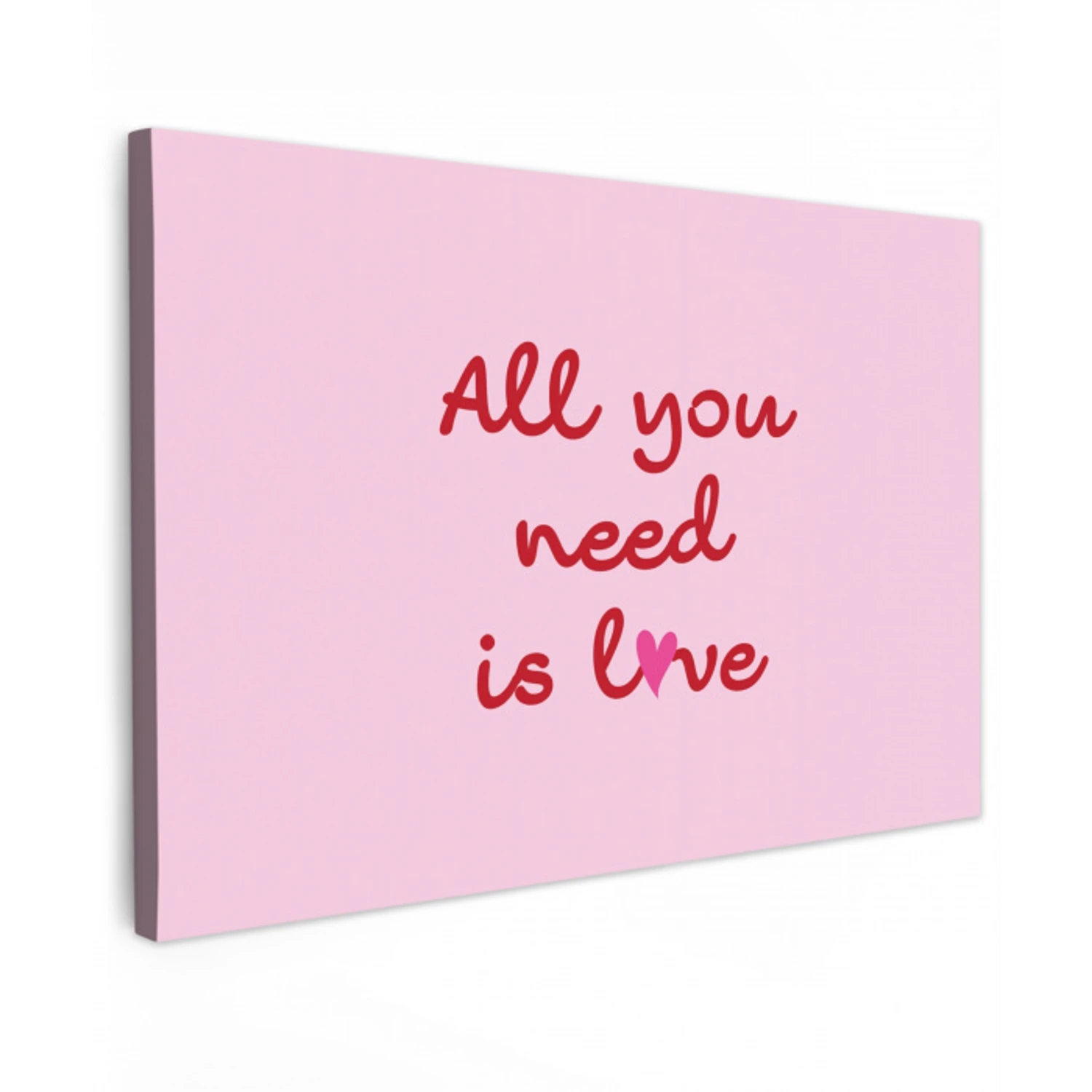 Tekst - Roze - Love - Hart Tuinposter op houten frame 2 cm dik klein -3d