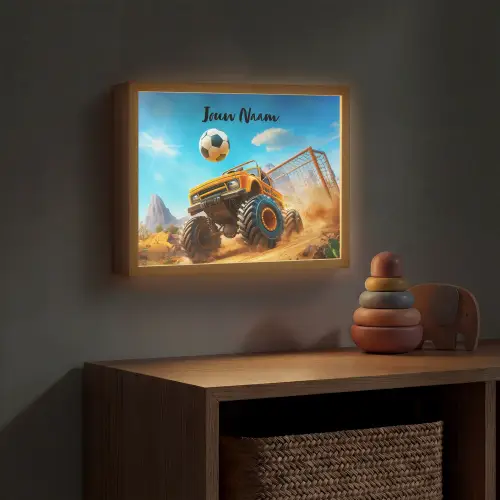 Monstertruck - Voetbal - Woestijn Light Box met batterij (Wandlamp kind) middel -sfeer5_kind