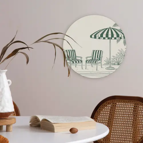 Terras - Illustratie - Groen Akoestische PET Vilt - Rond klein -sfeer3