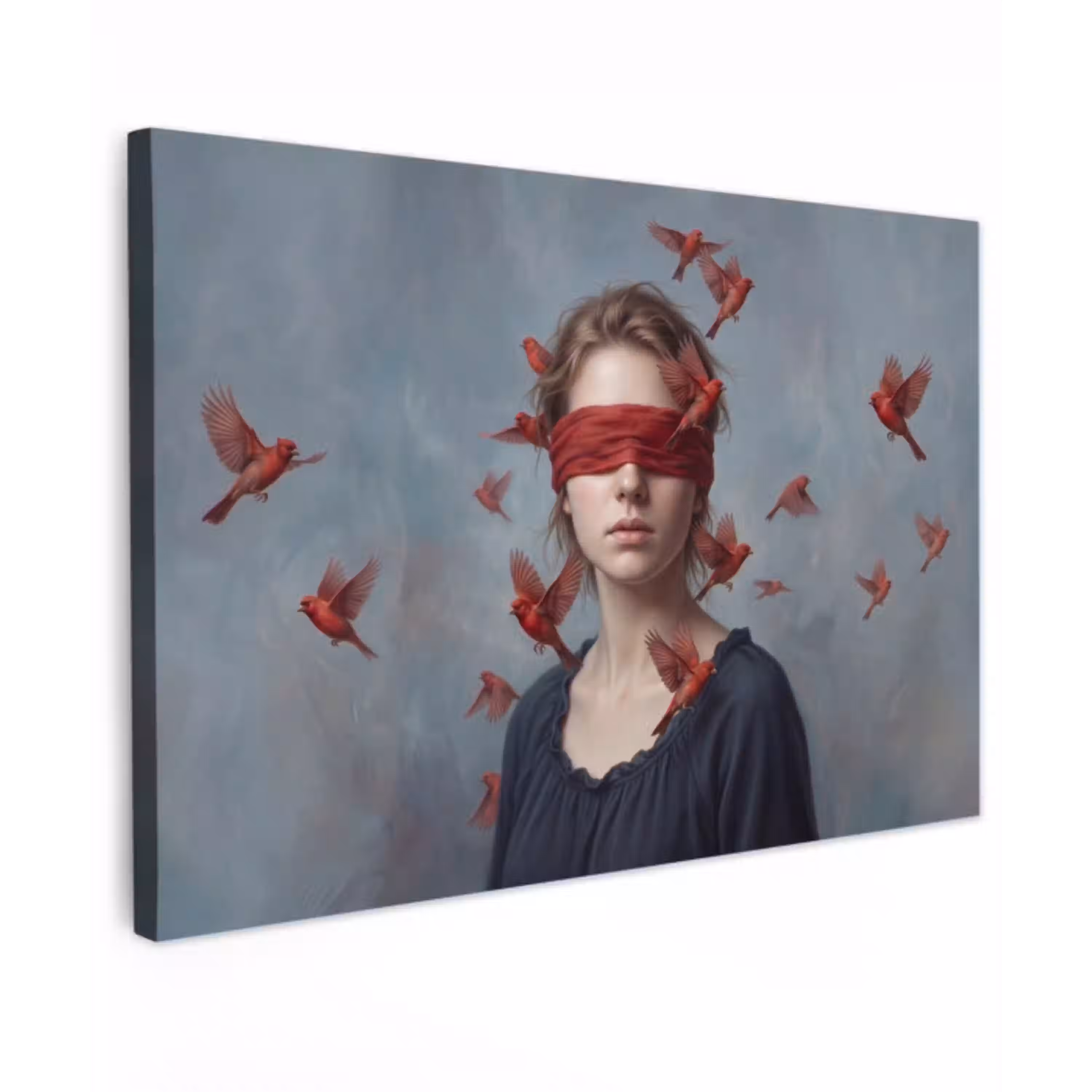 Portret - Krachtig - Rood Tuinposter op houten frame 2 cm dik klein -3d