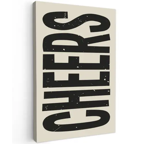 Cheers - Japandi - Zwart - Letters Tuinposter op houten frame 2 cm dik klein -3d