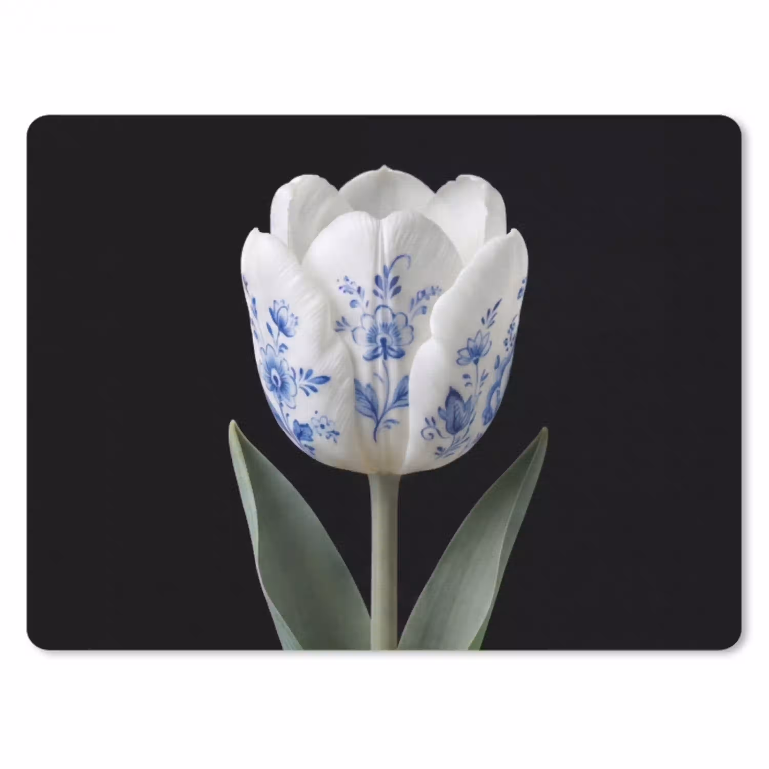 Tulp - Patroon - Blauw muismat rubber klein -3d