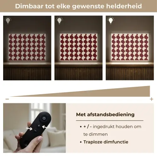 Rood - Tegelpatroon - Crème Light Box met batterij (Wandlamp) middel 907 -USP_dimbaarNL