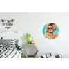 Bloemen - Vrouw - Zonnebril - Blauw Wandcirkel aluminium klein -kinderkamer