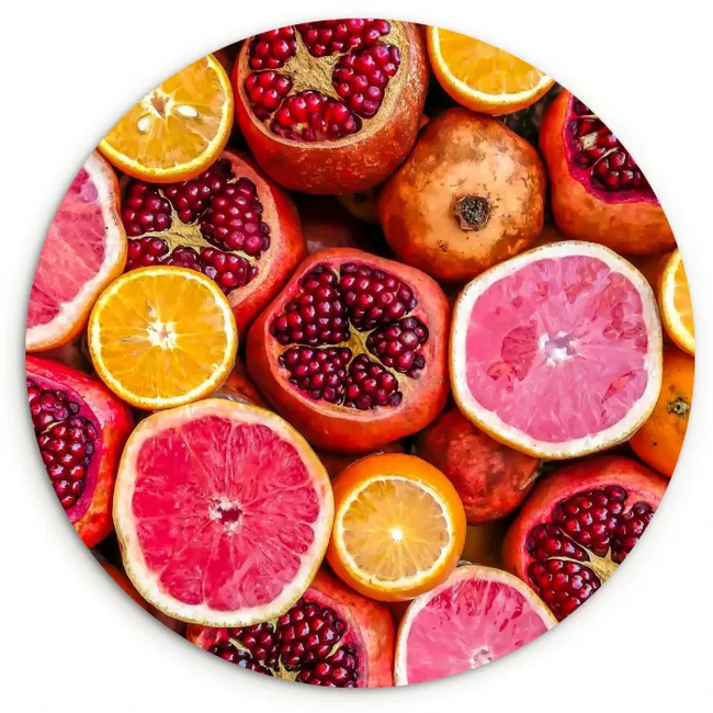 Citrus en Granaatappel Mozaïek KitchenYeah - Keuken - Wandcirkel Forex klein -3d