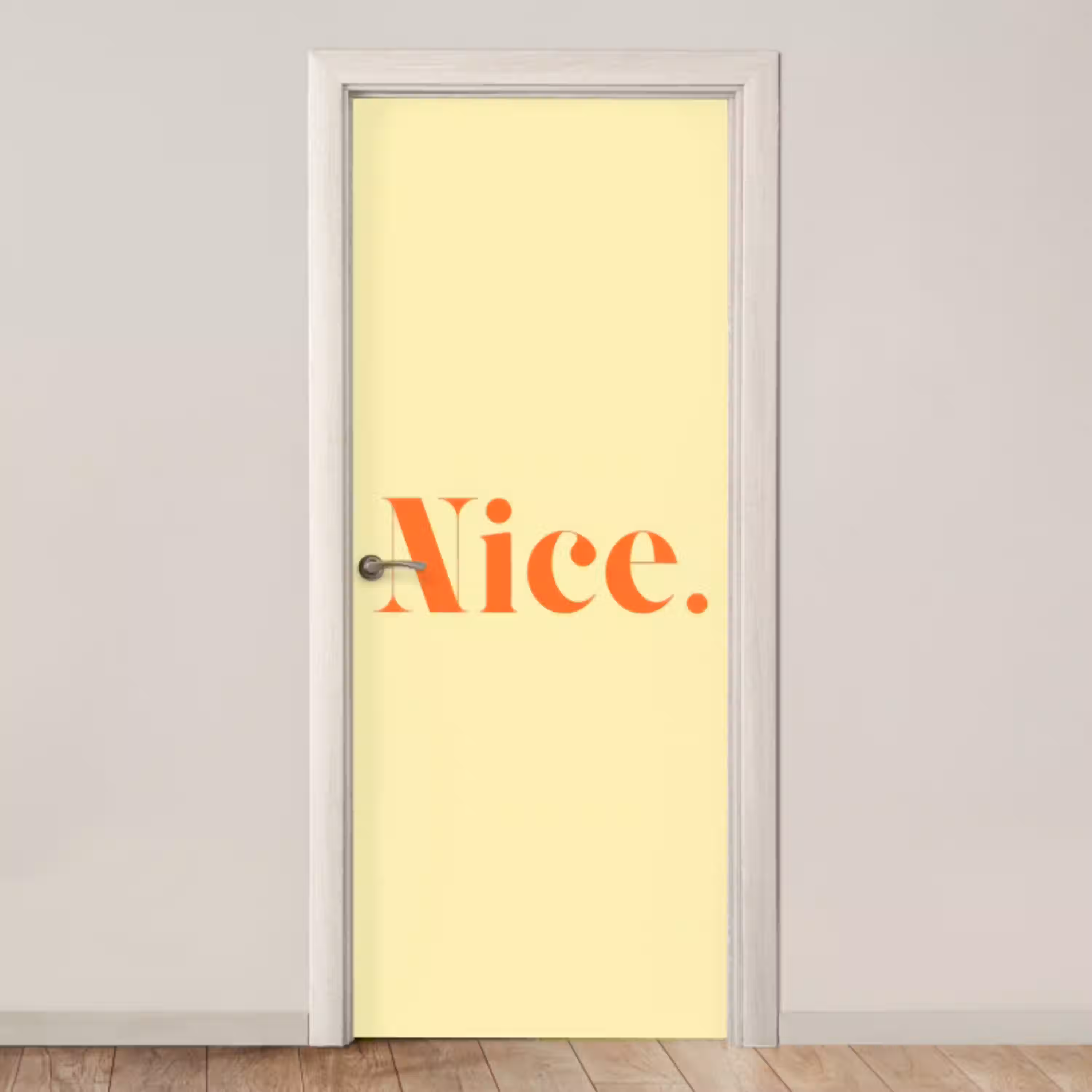 Nice - Oranje - Geel - Minimalistisch deurposter klein -3d_beige