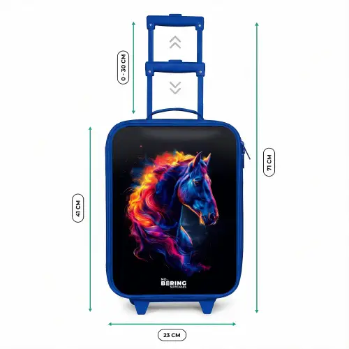 Zijaanzicht van een paard met vurige manen Kinderkoffer - Blauw klein -productfoto_formaten