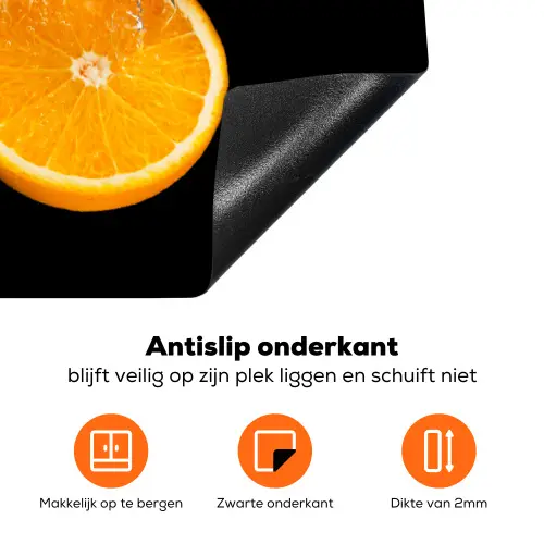 Sinaasappel - Stilleven - Water - Zwart - Fruit Inductie beschermer vinyl 3mm klein -zzzzzzz-td-onderkant
