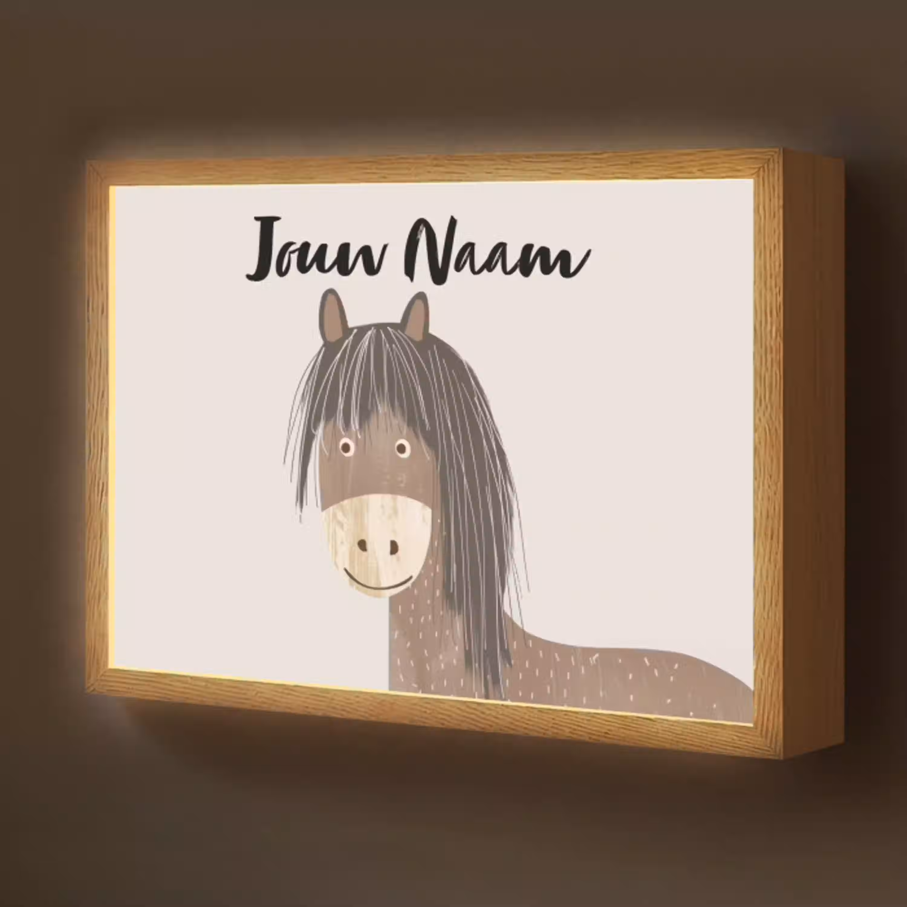 Paard - Dier - Pastel kleuren - Paarden Light Box met batterij (Wandlamp kind) middel -z3d_website