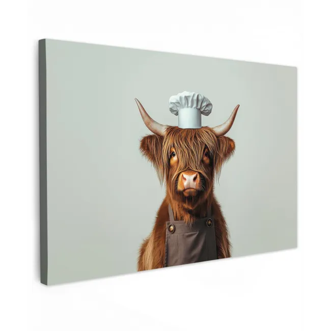 Buiten canvas - Schotse Hooglander - Bruin - Hoorns - Kokskleding