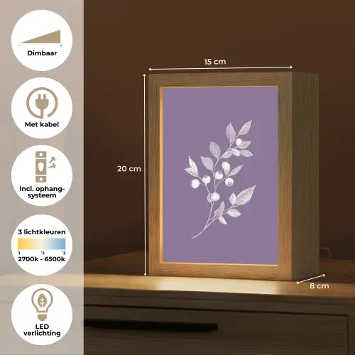 Tak - Sierlijk - Bladeren - Minimalistisch Light Box met kabel (Tafellamp) klein -USP_NL