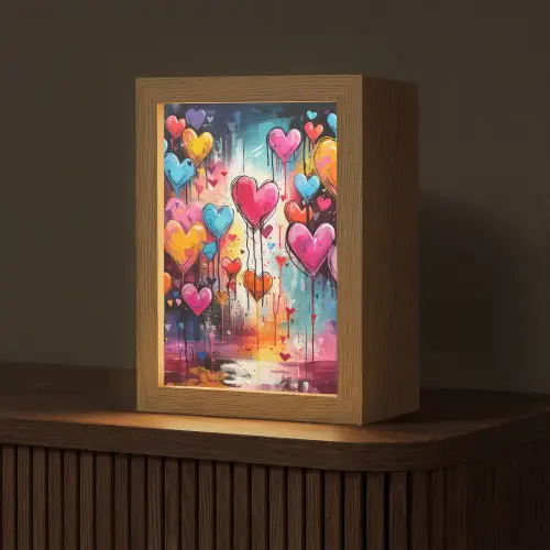Hartjes - Kleuren - Kunst - Liefde Light Box met kabel (Tafellamp) klein -z3d_website