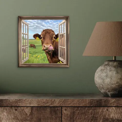 Doorkijk - Koe - Weiland - Landschap - Dieren aluminium wit klein -sfeer2