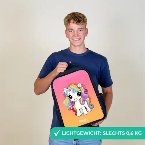 Kleine eenhoorn met regenboog kleuren Rugzak - Zwart middel -sfeer7_NL