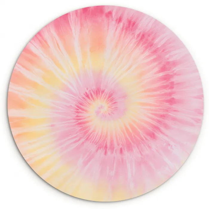 Patroon - Tie Dye - Pasteltinten - Roze Wandcirkel kunststof plaat 5mm dik klein -3d