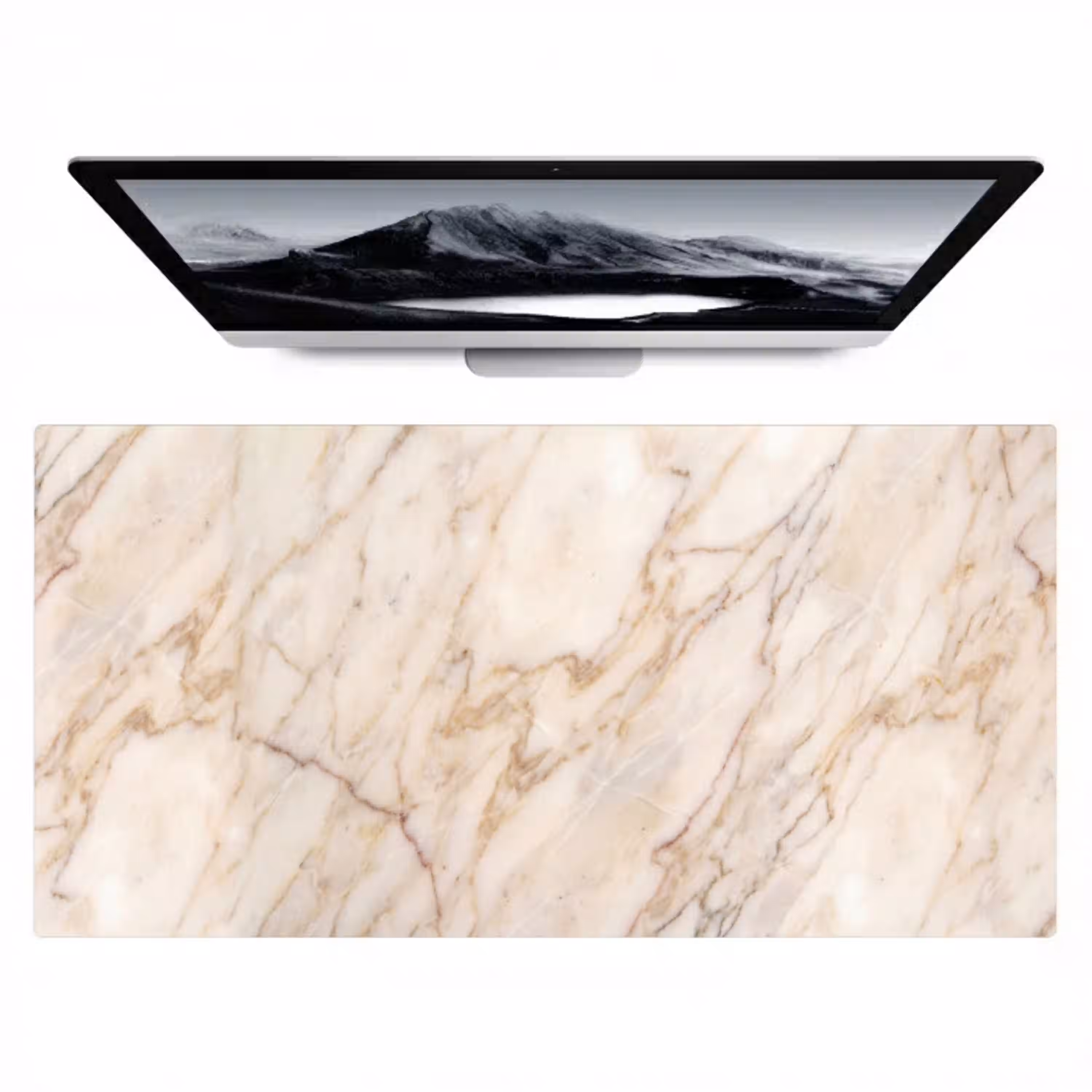 Marmer - Ader - Abstract - Wit - Goud Muismat XXL klein -zzz3d