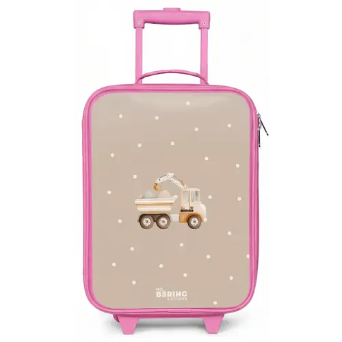 Gele kiepwagen met stenen en stippenpatroon Kinderkoffer - Roze klein -zz3dotto