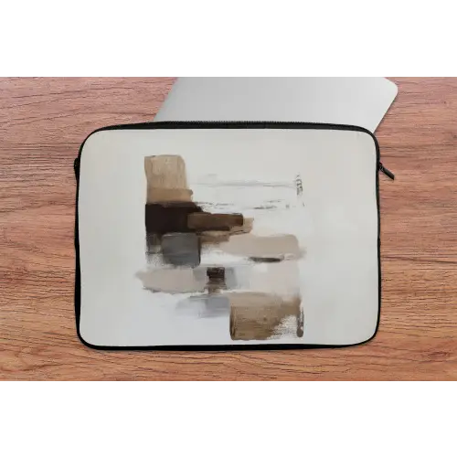 Penseelstreken - Balans - Beige - Bruin laptophoes neopreen klein -tafel