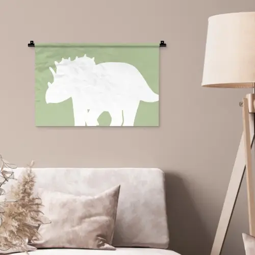 Dino - Triceratops - Dinosaurus - Groen Wandkleed katoen klein -sfeer4