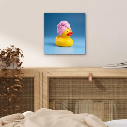 Badeend - Handdoek - Blauw aluminium wit klein -sfeer3
